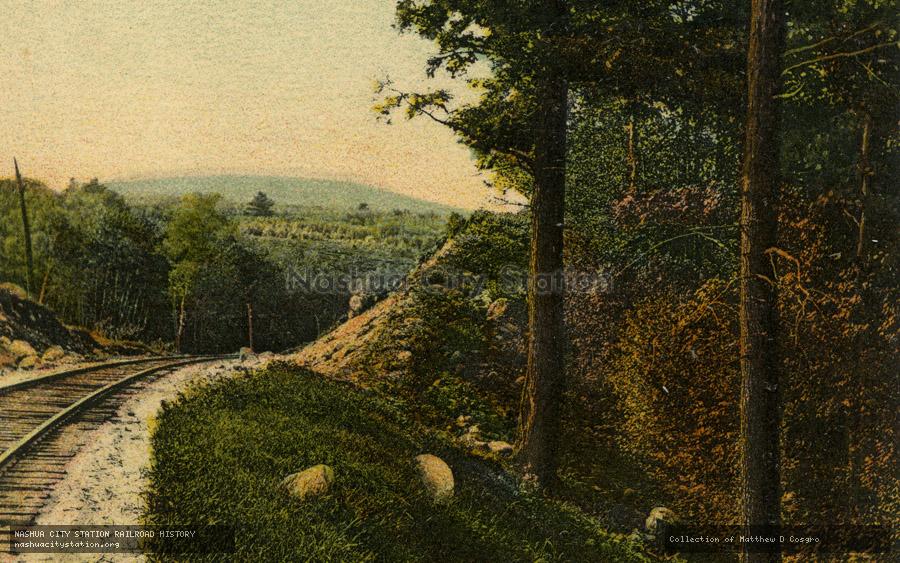Postcard: Alton Bay, New Hampshire.  Along the Lake Shore Railroad